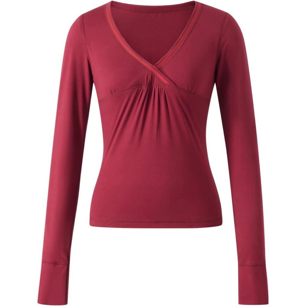 Y2K Fairy Grunge Top Women Long Sleeve V Neck Slim Fit Vintage T Shirt - Picture 4 of 5